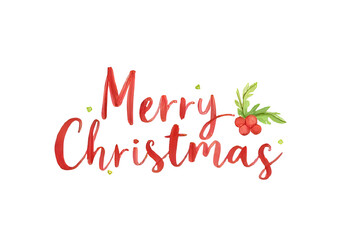 "Merry Christmas" in a beautiful watercolor font isolated on a transparent background