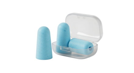 Earplugs in a case isolated on transparent background