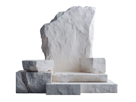 Monumental alabaster formation creates a display stage for a powerful presentation against a