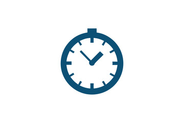 Minimal Blue Stop Watch on White Background Time Icon Design