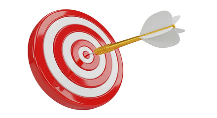 Target with Arrow Hitting Bullseye, Isolated on Transparent Background, Marketing Strategy Concept