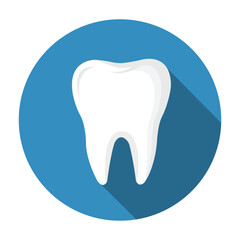 A bright healthy tooth shining represents pristine dental hygiene and oral care against blue flat
