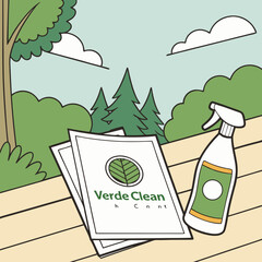 Eco-Friendly Cleaning Product Packaging Illustration