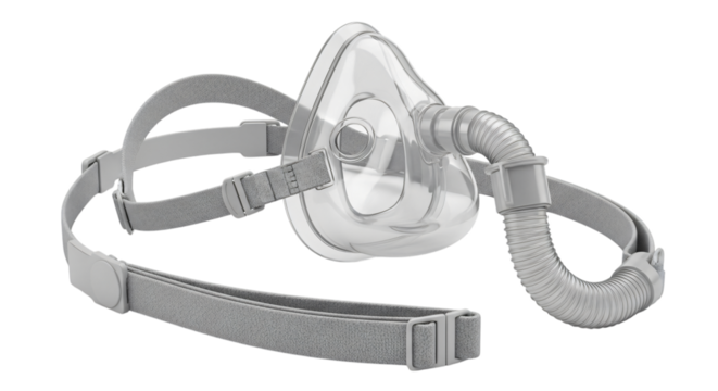Cpap mask for sleep apnea therapy isolated on transparent background