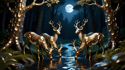 Deer in the forest wall decor 