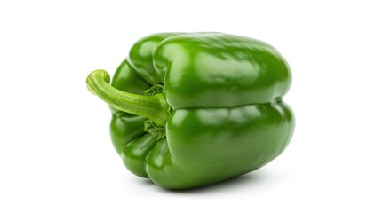 Vibrant Green Bell Pepper Isolated on White Background, Fresh Produce