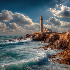 Lighthouse on dramatic coast