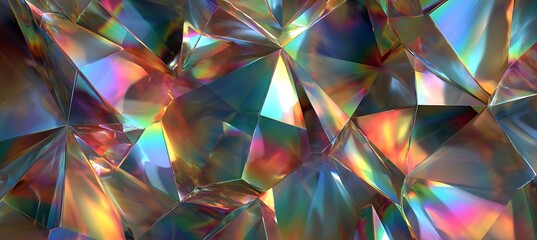 Iridescent crystal background texture abstract gemstone prism light refraction rainbow holographic effect design