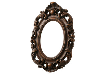 Ornate oval mirror isolated on transparent background