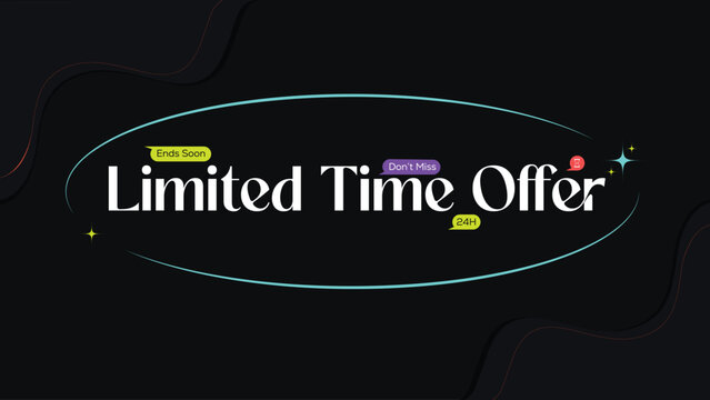 Limited Time Offer Banner with Modern Typography and Labels, 24hrs countdown