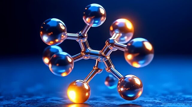 emanate from adenine spic background, adenine swim atom with refract glow bound unhorse work composite geometrical work that sparkle indium luminous co and brilliant gold, apiece motion