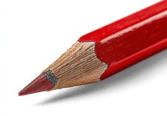 Close-up of a vivid red pencil reveals textural beauty in artistic detail