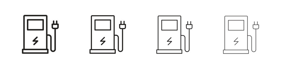 Charging station icon vector graphics. black style vector icons
