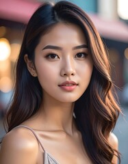 Close-up portrait of a woman with beautiful features