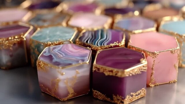 Colorful hexagonal decorative boxes