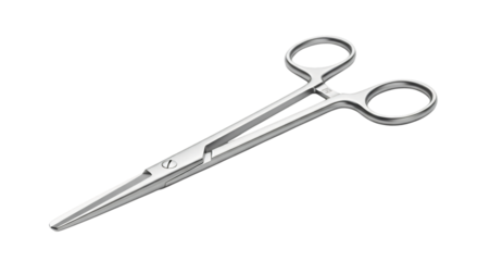 Surgical hemostat clamp isolated on transparent background