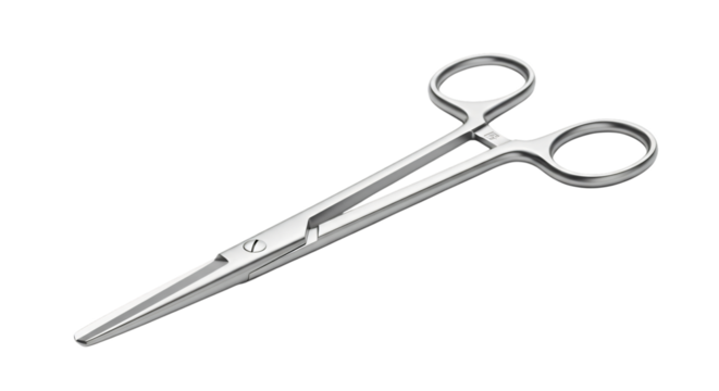 Surgical hemostat clamp isolated on transparent background