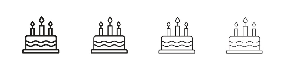 Cake birthday icon vector graphics. black style vector icons
