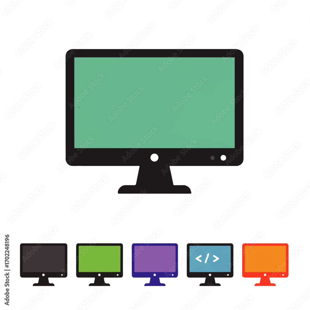 Wall mural flat monitor screen icon for programming and development