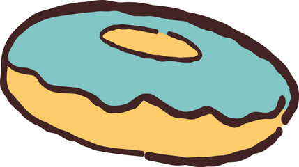 Hand Drawn Colorful Donut, Birthday Cake