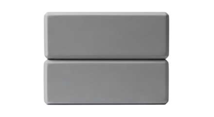 Two gray yoga blocks stacked isolated on transparent background