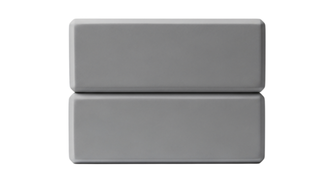 Two gray yoga blocks stacked isolated on transparent background