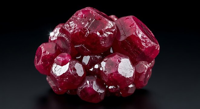 Raw ruby red crystal cluster with vivid