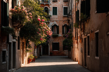Fototapeta premium immerse yourself in enchanting ambiance of venice narrow alleyways where history resonates