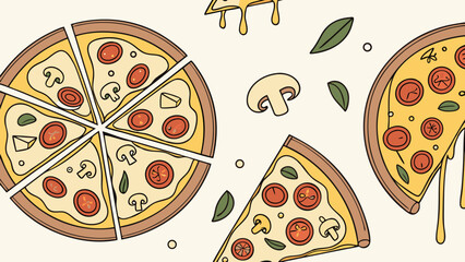 Delicious Pizza Slices with Melted Cheese and Toppings