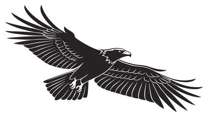 Majestic Eagle in Flight Detailed Silhouette Design