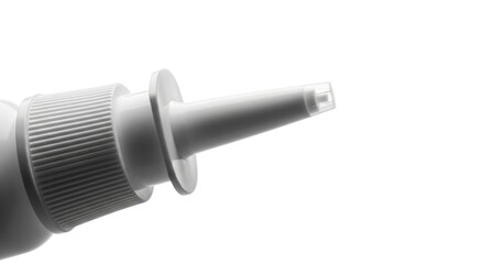 Close up of a white nasal spray bottle tip isolated on transparent background