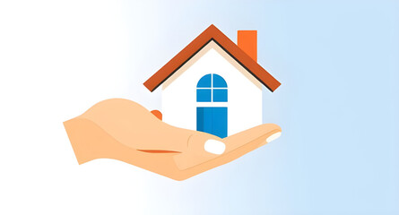 Naklejka premium hand, holding, house, home, icon, icons, care, support, protection, safety, security, realestate, property, housing, mortgage, insurance, shelter, family, living, residence, building, architecture, tr