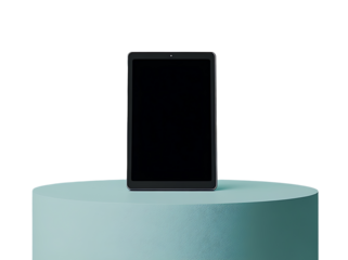 Minimalist digital tablet with blank screen shown on transparent background suitable for online learning, creative portfolios, and mobile technology concepts