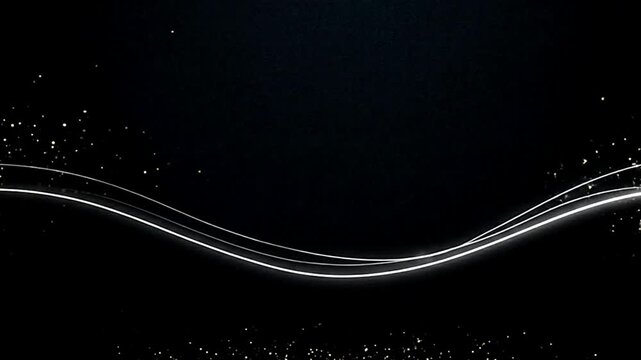 Widescreen 4K opening video with subtle white line animations and shimmering gold particles on a dark textured background. Stylish, calm, and premium atmosphere for jazz or classical concerts.