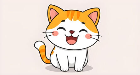 smiling cartoon cat, happy kitty character, cute cat mascot, playful cartoon kitten, joyful cat illustration, animal cartoon cat, friendly smiling cat, cute pet mascot, cartoon feline design, happy ki