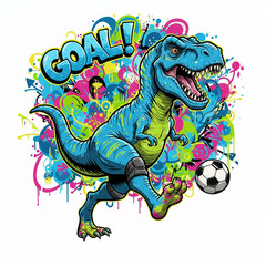 Obraz premium Graffiti Dinosaur Soccer Star