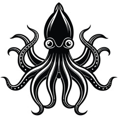 squid with tentacles  vector icon