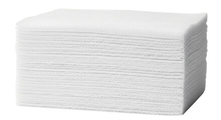 Stack of white paper napkins isolated on transparent background