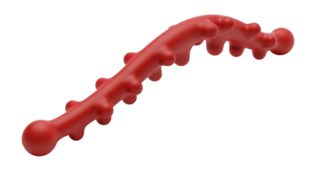 Red dog chew toy with bumps isolated on transparent background