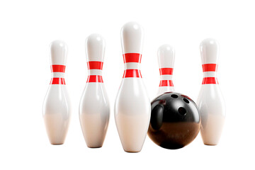 bowling ball and pins on white background