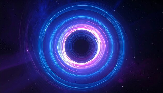 A cosmic marvel a vibrant black hole with accretion disk, radiating light against a dark, star-studded backdrop