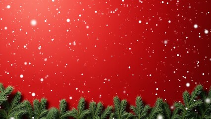 A red background with white snowflakes falling from the sky.