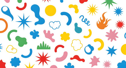 Abstract Colorful Shapes and Forms Seamless Pattern Design