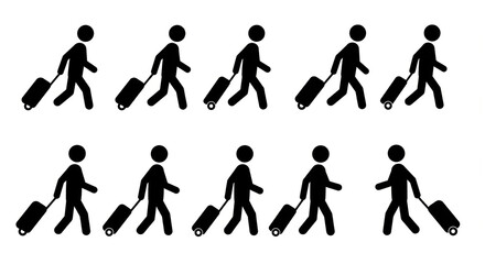 Naklejka premium Multiple People Walking with Luggage Travel Concept for Tourism, Transportation, and Journeys