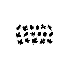 Set of autumn leaves silhouette vector on white background 