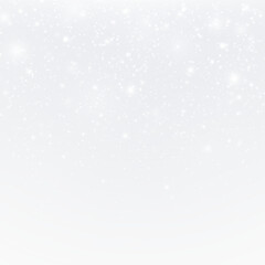 Snow and frost with shining snowflakes, cold winter background. Shimmering ice crystals in the sky.