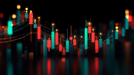 ディスプレイ上の相場ローソク足群