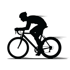 Fototapeta premium Silhouette of a cyclist riding a mountain bike isolated on transparent background