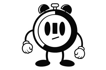 Obraz premium Retro Style Alarm Clock Cartoon Character With Arms and Legs on White Background