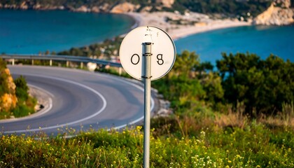 Winding coastal road sign